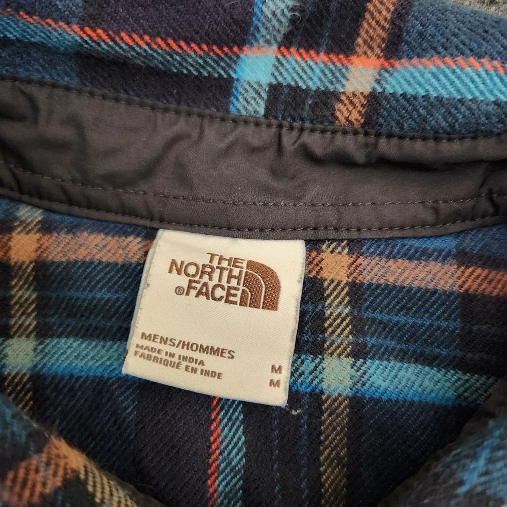 The North Face Mens Medium Blue Plaid Flannel Arroyo Long Sleeve Button Up Shirt